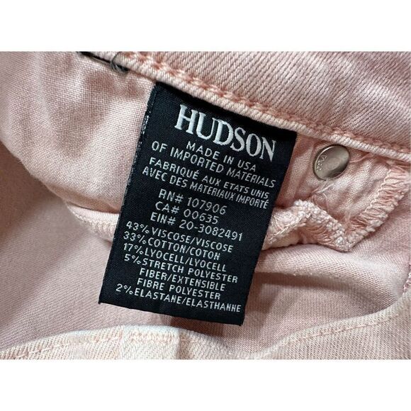 Hudson Tally Deep Cuff Crop Pink Skinny Stretch Jeans Size 26 - Picture 6 of 8